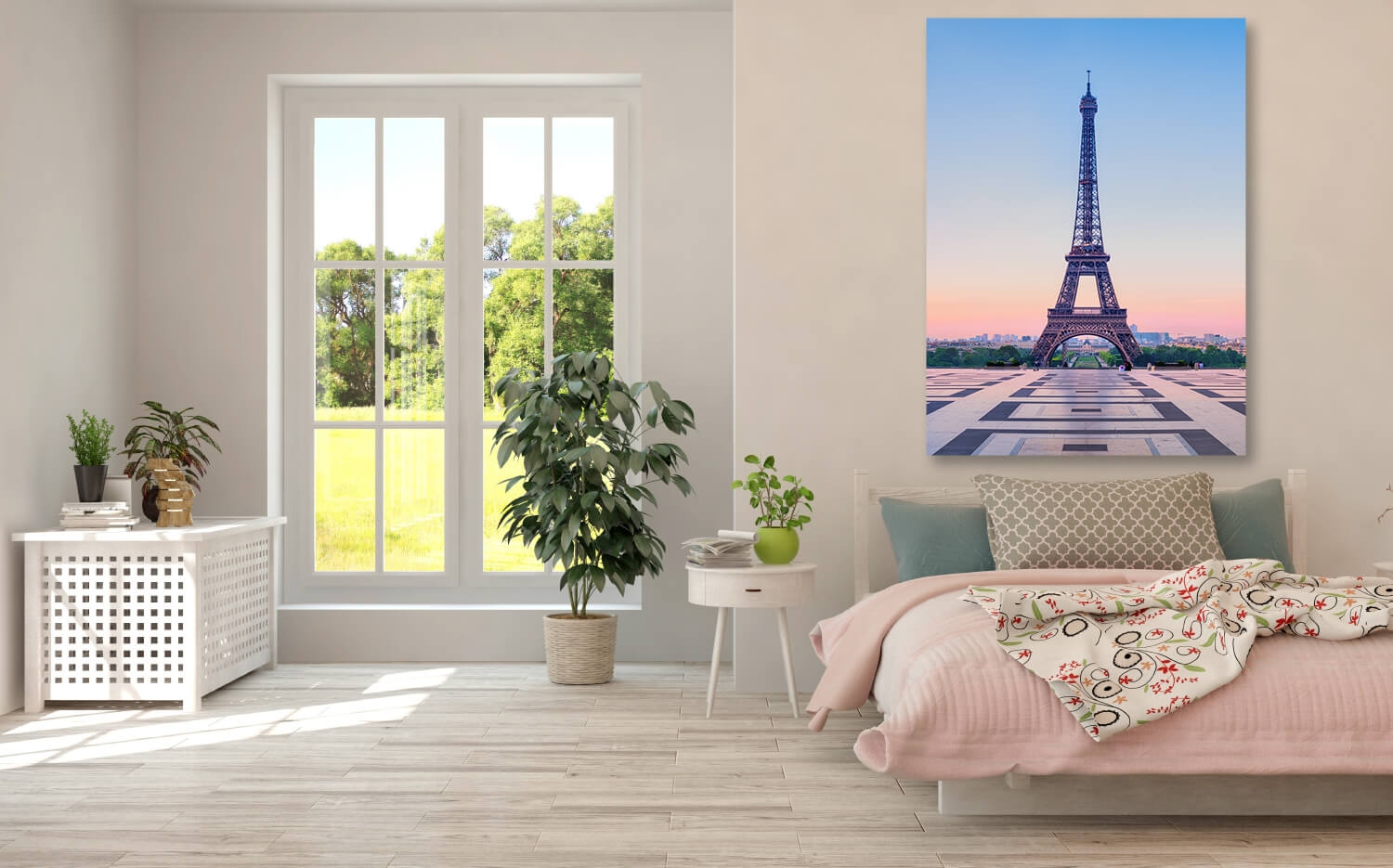 40cm x 30 Grösse Morgen Leinwand Eiffelturm (2:3) am Canvas Wandbild Paris Ausführung