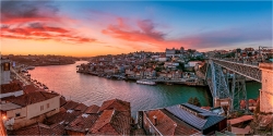 Panoramabild Sonnenuntergang Porto Portugal