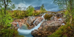Panoramabild Etive Moor Wasserfall Glencoe Schottland