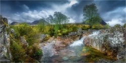 Panoramabild Etive Moor Wasserfall Glencoe Schottland