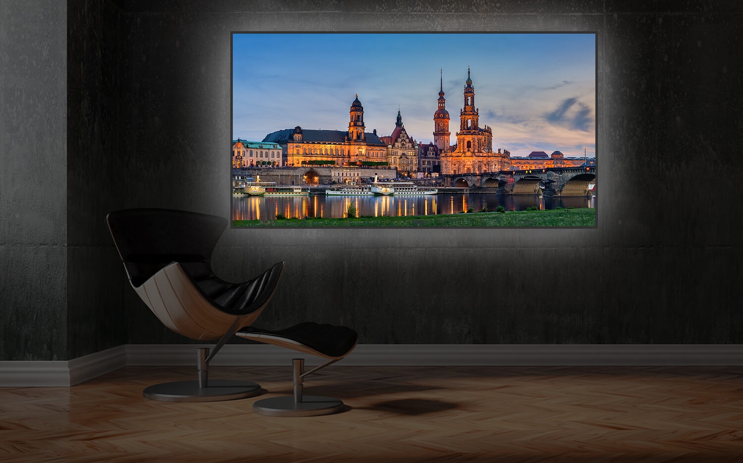 Wandbild o. Küchenrückwand Dresden an der Elbe Ausführung Leinwand Canvas  Grösse (2:1) 60 x 30cm