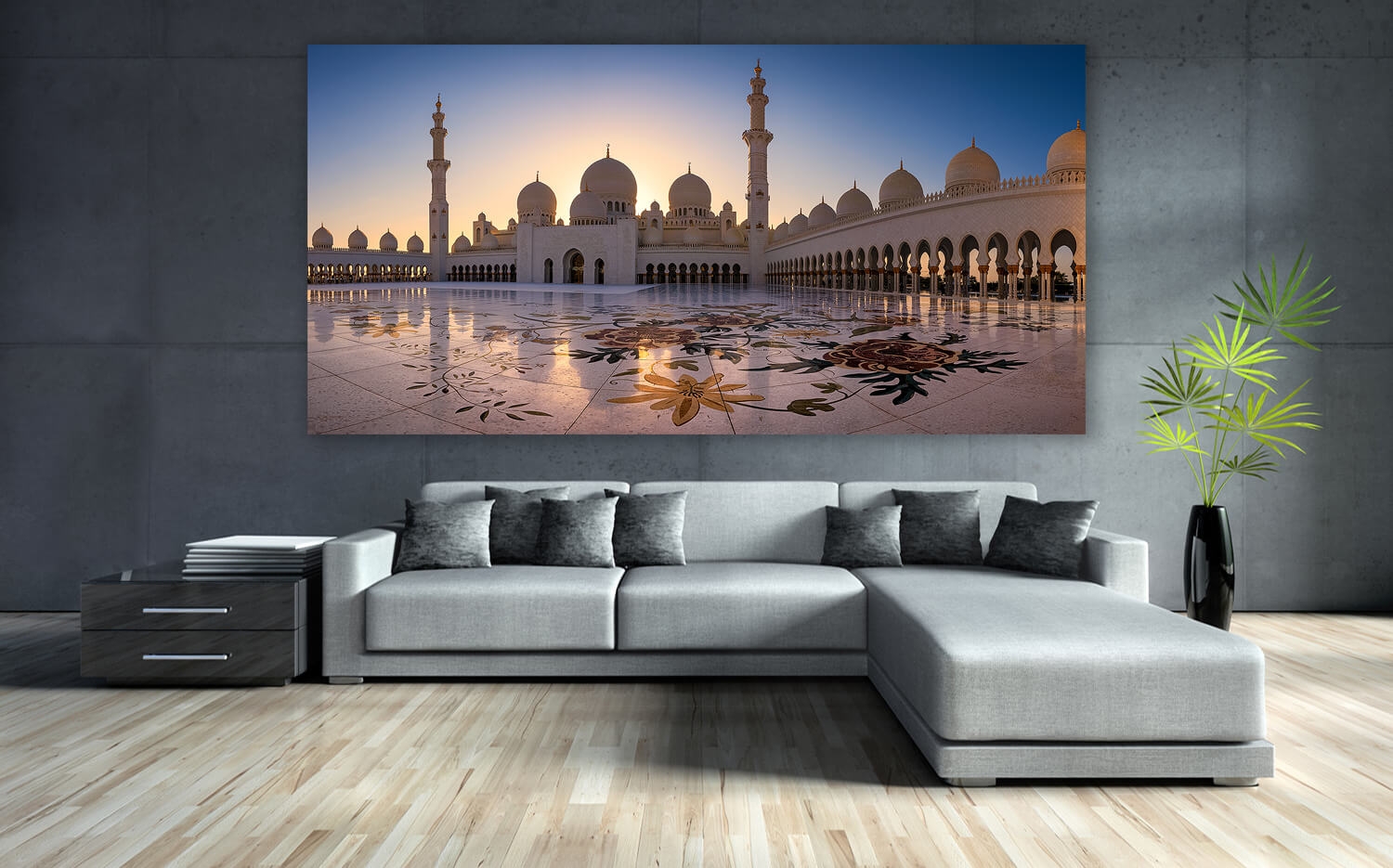 Wandbild o. Küchenrückwand Scheich Zayid Moschee Abu Dhabi Ausführung  Leinwand Canvas Grösse (2:1) 60 x 30cm