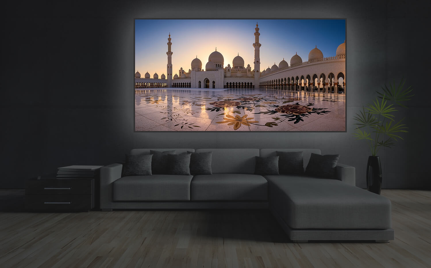 30cm Moschee Grösse Küchenrückwand Leinwand 60 Wandbild Abu Zayid (2:1) Scheich Ausführung o. Dhabi Canvas x