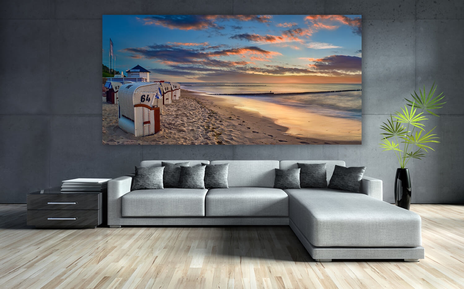Wandbild o. Küchenspiegel Am Strand der Ostsee Ausführung Leinwand Canvas  Grösse (2:1) 60 x 30cm | Poster
