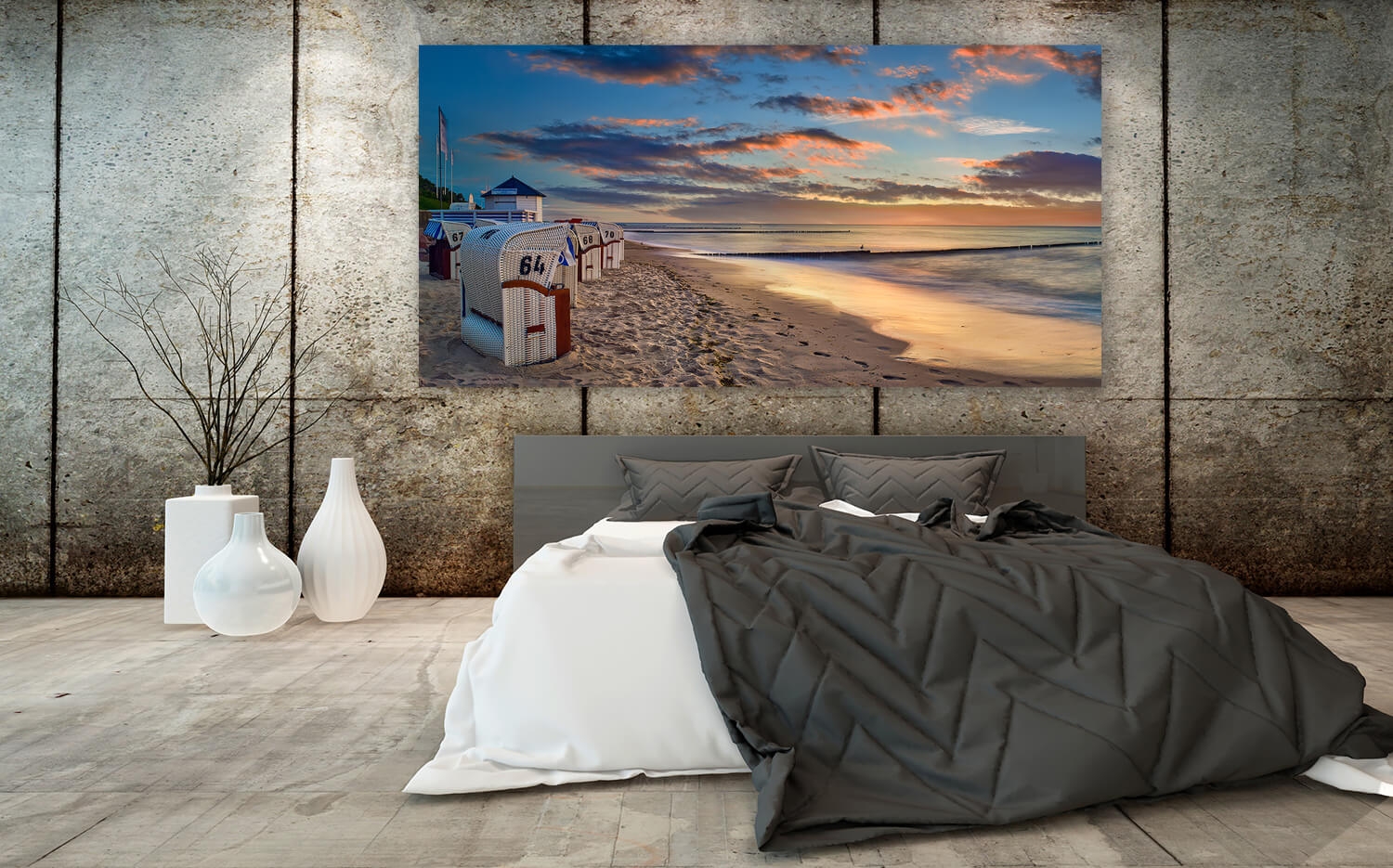 Wandbild o. Küchenspiegel Am Strand der Ostsee Ausführung Leinwand Canvas  Grösse (2:1) 60 x 30cm