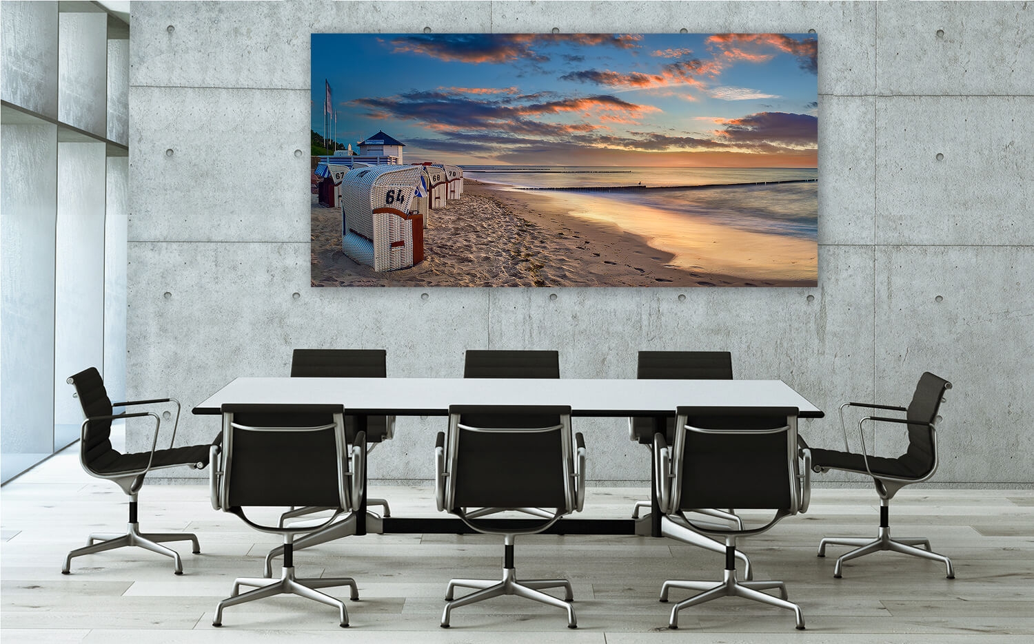 Wandbild o. Küchenspiegel Am Strand der Ostsee Ausführung Leinwand Canvas  Grösse (2:1) 60 x 30cm