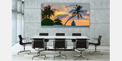 Wandbild im Büro als Leinwandbild unter Acrylglas und dimmbare LED Wandbilder erhältlich