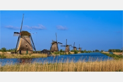 Panoramabild Die Windmühlen von Kinderdijk