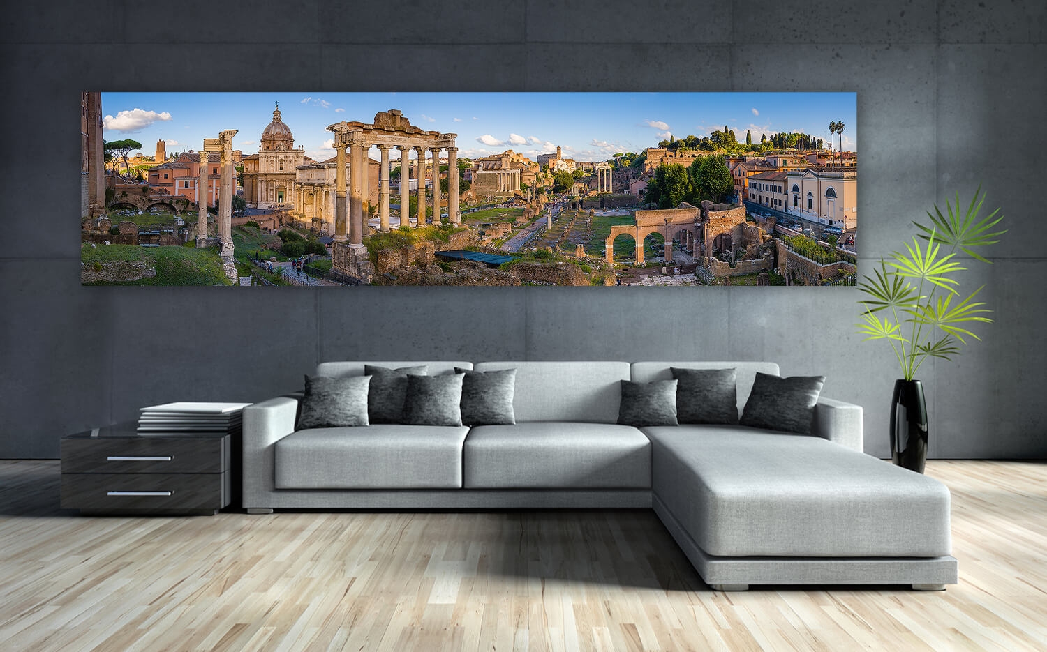 Wandbild o. Küchenspiegel Rom das x Canvas Ausführung (4:1) 120 Grösse 30cm Romanum Leinwand Forum