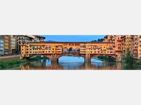 Wandbild o. Küchenrückwand Florenz Ponte Vecchio Brücke Grösse (4:1) 120 x  30cm Ausführung Leinwand Canvas