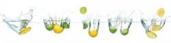 Panoramabild Limonen Zitronen Wassersplash