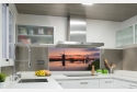 Wohnbeispiel Küchenspiegel unbeleuchtet oder als dimmbares LED Glasbild erhältlich