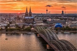 Wandbild Köln im Sonnenuntergang