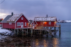 Wandbild Norwegen die  Fischerhäuser