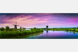 Panoramafoto morgentliche Stille Kinderdijk Holland