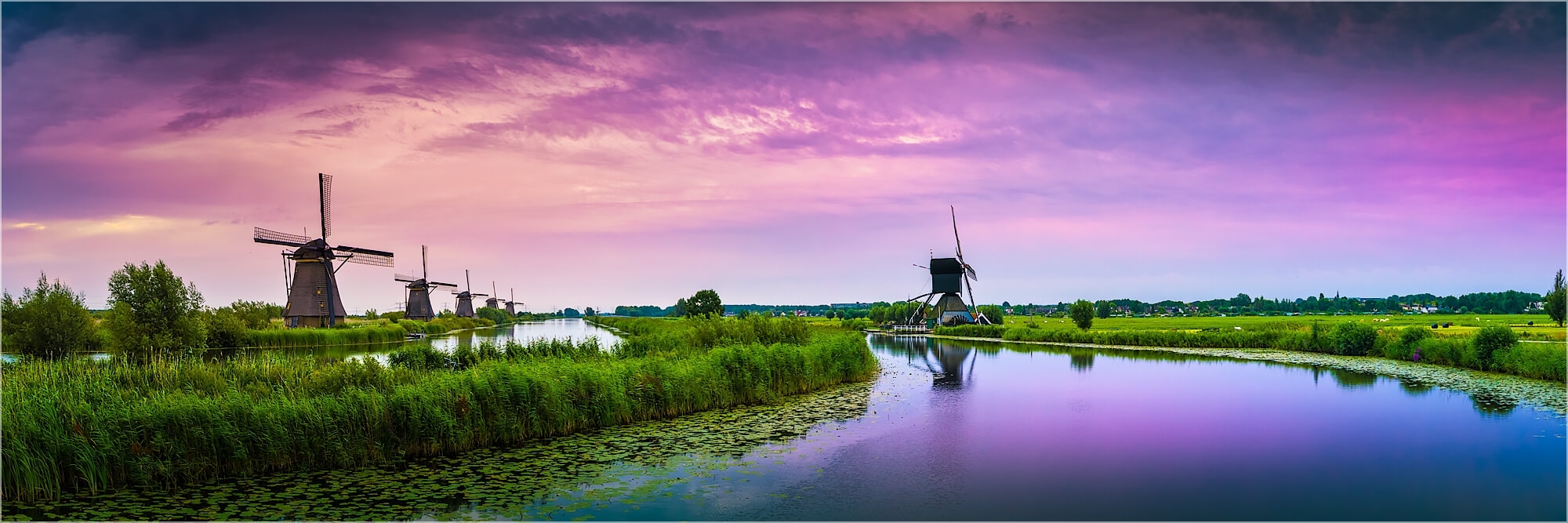 Panoramafoto morgentliche Stille Kinderdijk Holland