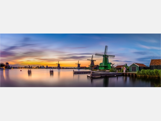 Panoramafoto Windmühlen von Zaanse Schans Holland