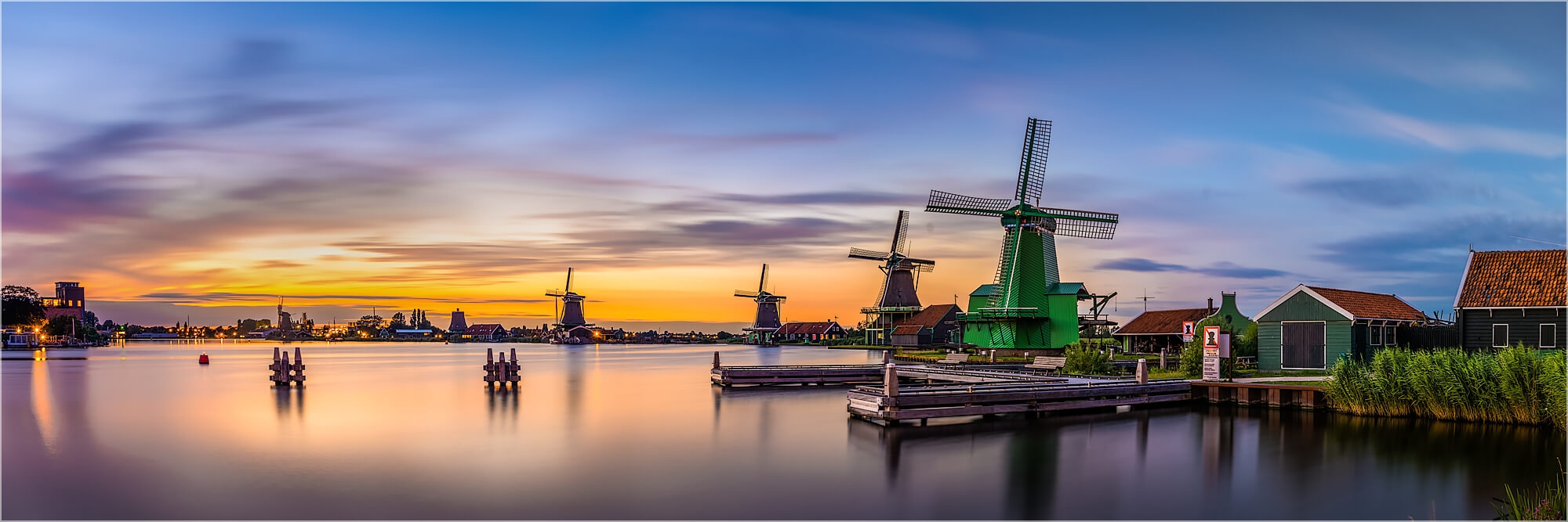 Panoramafoto Windmühlen von Zaanse Schans Holland