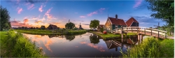 Panoramabild Sonnenuntergang in Zaanse Schans Holland