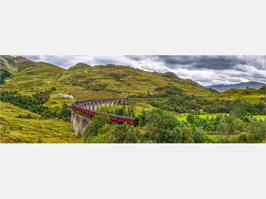 Panoramafoto Schottland Glenfinan Viadukt Jacobite Train