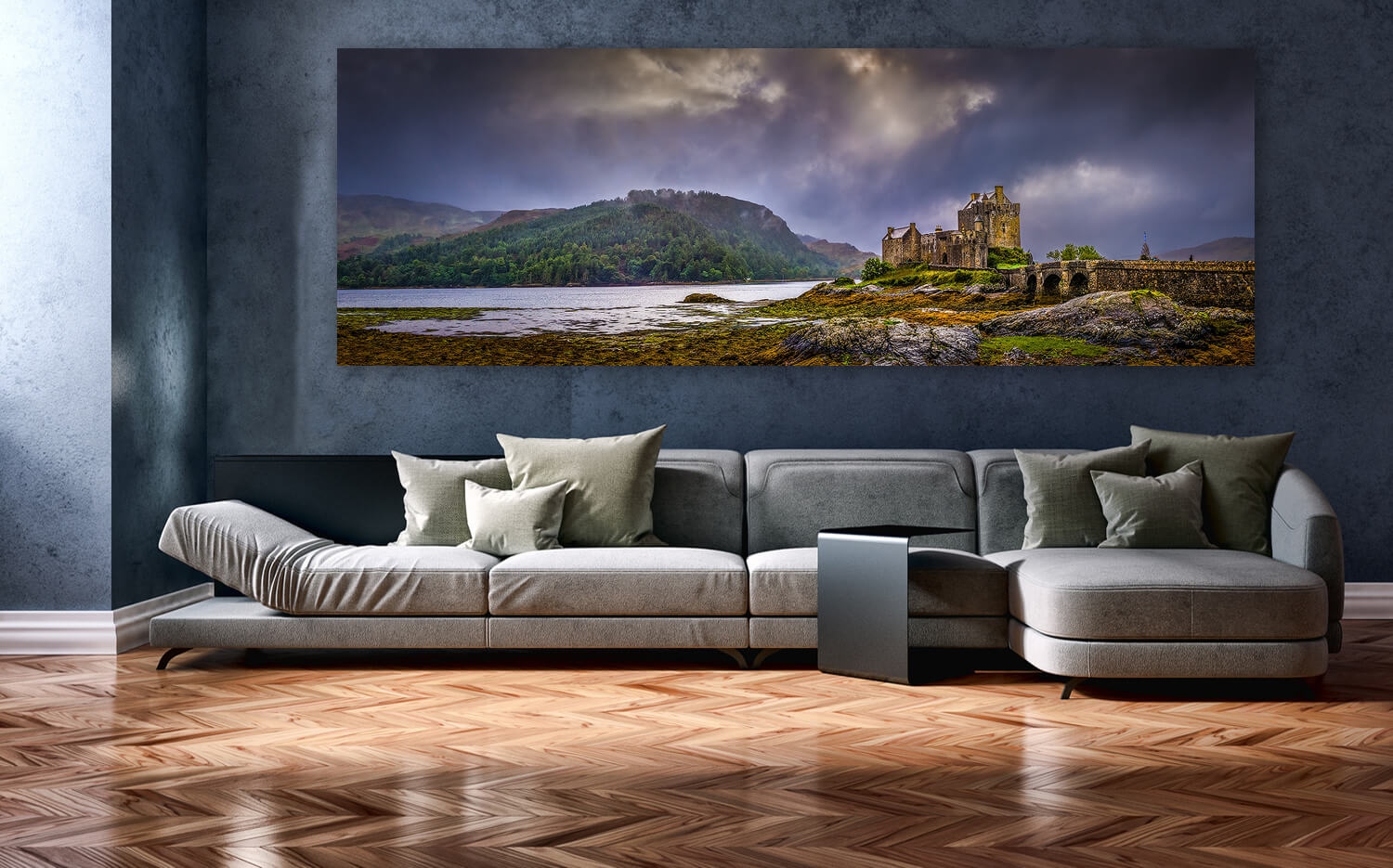 Wanddeko o. Küchenrückwand Eilean Donan Castle Highlands Schottland Grösse  (3:1) 120 x 40cm Ausführung Leinwand Canvas