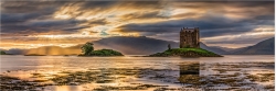 Panoramabild Schottland Castle Stalker Loch Laich
