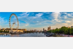 Panoramabild London Skyline Riesenrad und Parlament