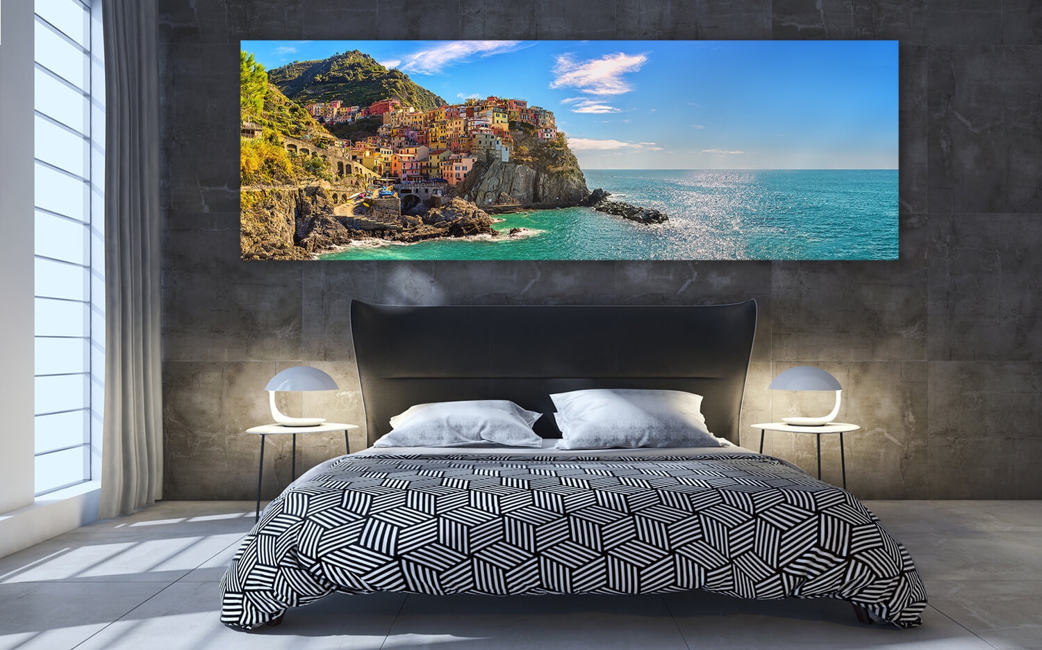 Wandbild o. Küchenspiegel Manarola Italien Cinque Terre Grösse (3:1) 120 x  40cm Ausführung Leinwand Canvas