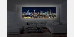 Wohnbeispiel dimmbares LED Acrylglas Wandbild mit austauschbarem Motiv