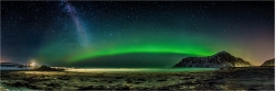 Panoramafoto Nordlicht Aurora Borealis Lofoten Norwegen