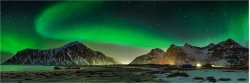 Panoramabild Aurora Borealis Flakstad Lofoten Norwegen