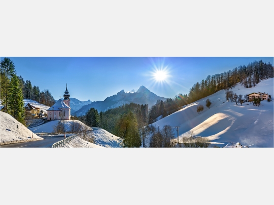 Panoramafoto Wintertag Maria Gern Berchtesgaden