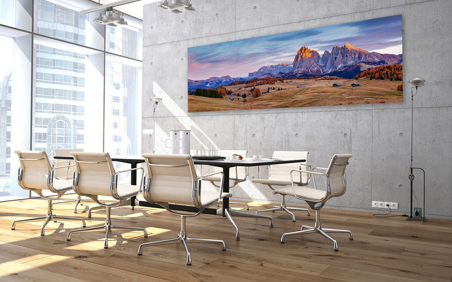 Wandbild o. Küchenspiegel herbstliche Seiser Alm Südtirol Grösse (3:1) 120  x 40cm Ausführung Leinwand Canvas