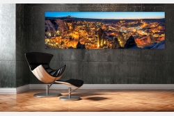 Wohnbeispiel Wandbild auf Leinwand unter Acrylglas als dimmbares LED Leuchtbild und Echtglasbild erhältlich
