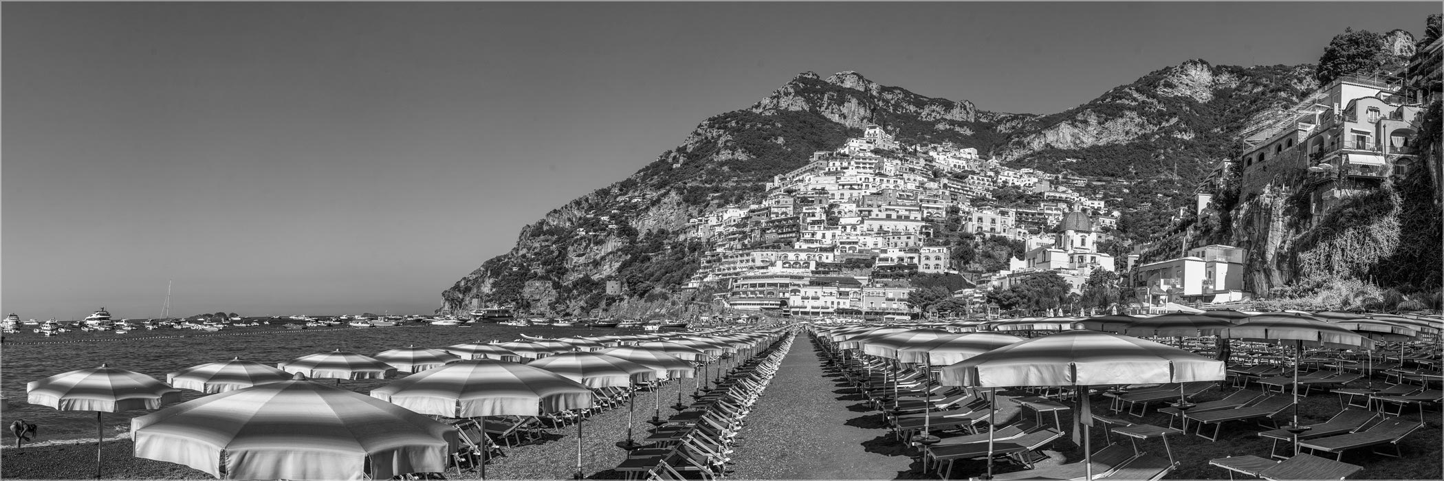 Wanddeko o. Küchenrückwand Positano mit Strand Amalfi Küste Italien Grösse  (3:1) 120 x 40cm Ausführung Leinwand Canvas