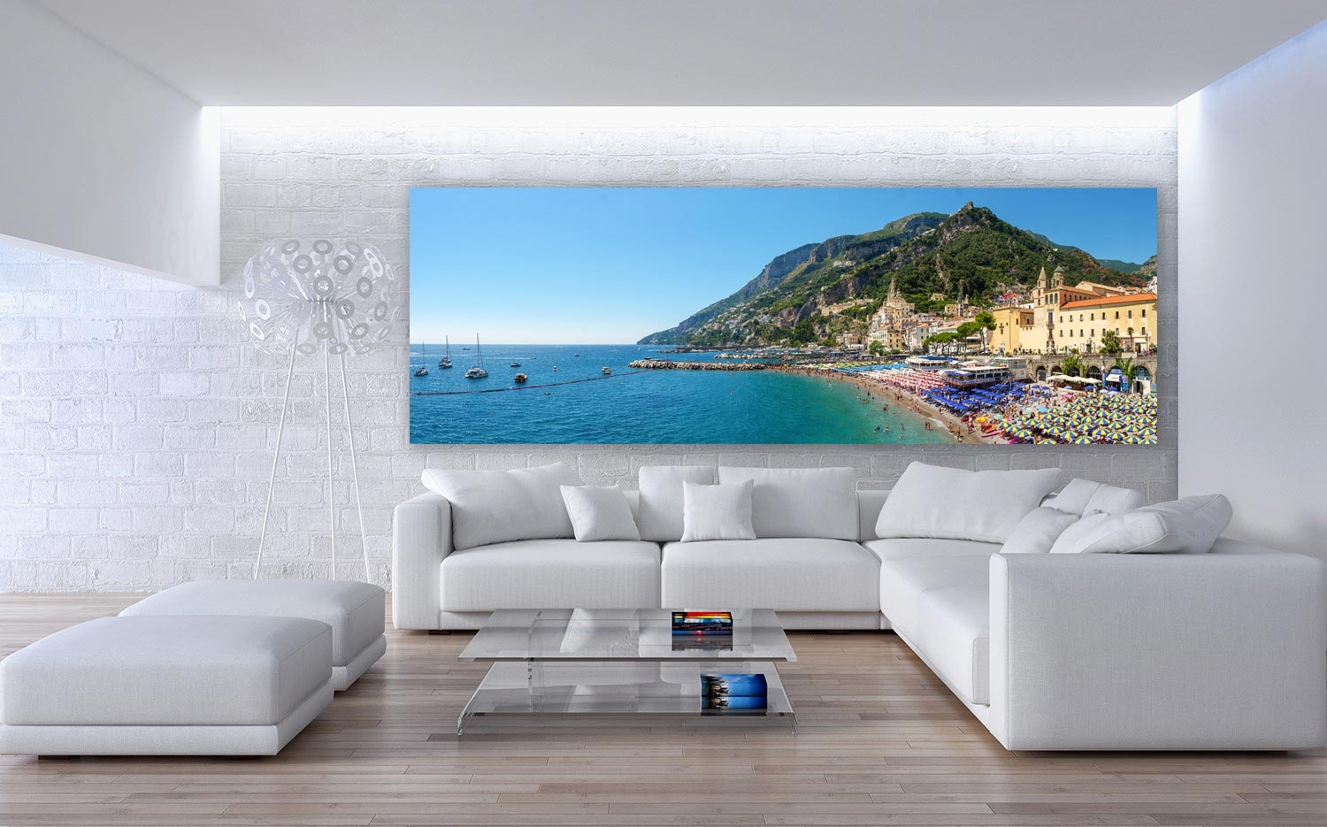 Wanddeko o. Küchenrückwand (3:1) der Amalfi Grösse 40cm Ausführung x Leinwand Canvas über an Blick Amalfi 120 Küste