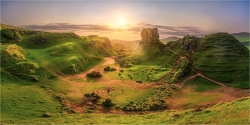 Panoramabild im Fairy Glen Isle of Sky Schottland