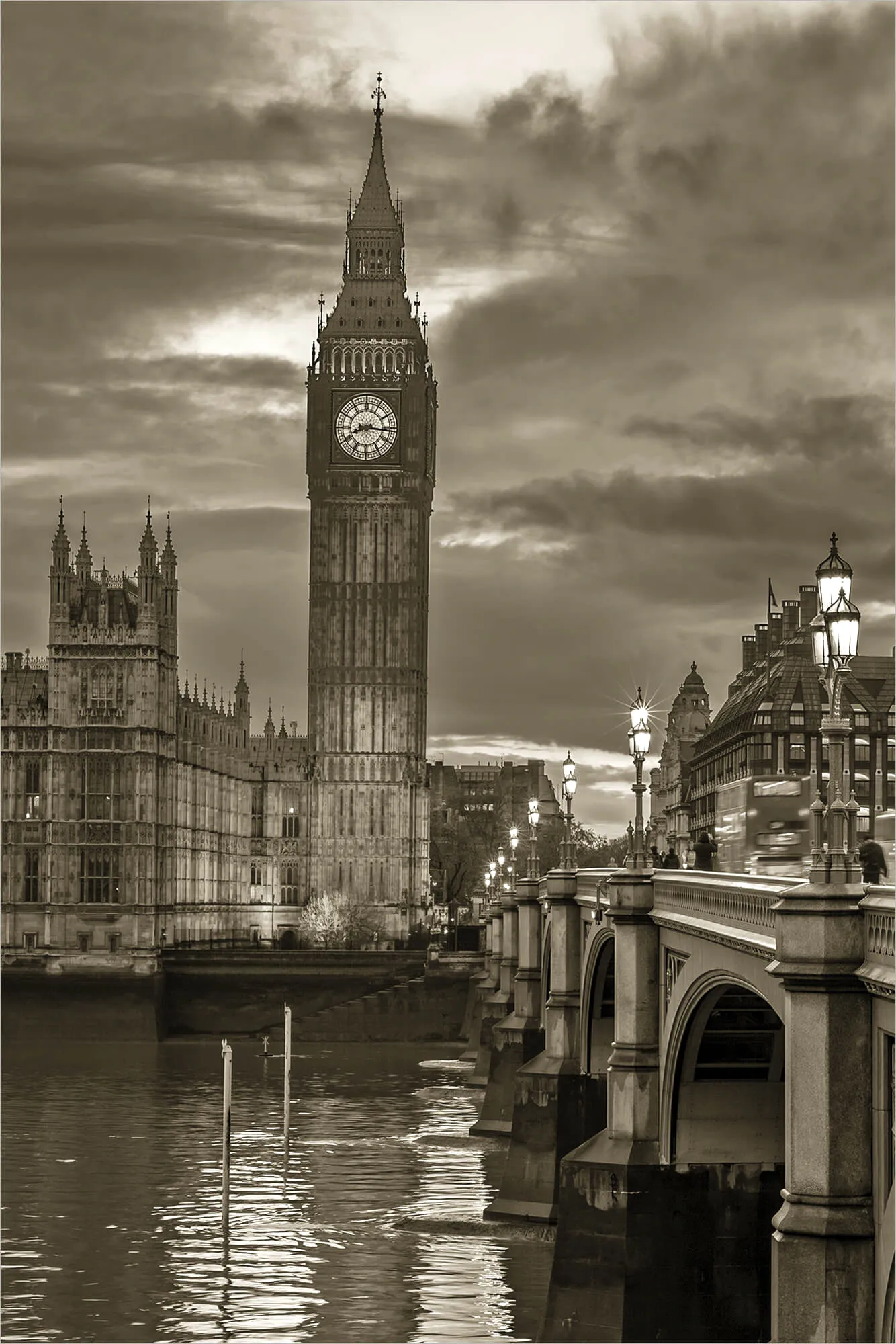 Leinwandbild „London Big Ben“ – 46 X 31 Cm, Kunstdruck Auf Keilrahmen | Wandbild Für Wohnzimmer, Büro & Deko