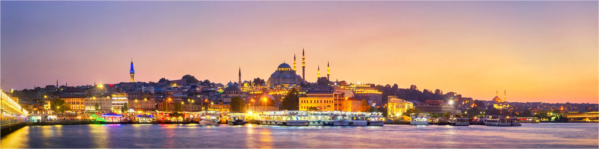 Panorama-Leinwandbild „Istanbul Bosporus“ – 120x40 Cm, Fertig Gerahmt, Echte Fotoleinwand In Top-Qualität