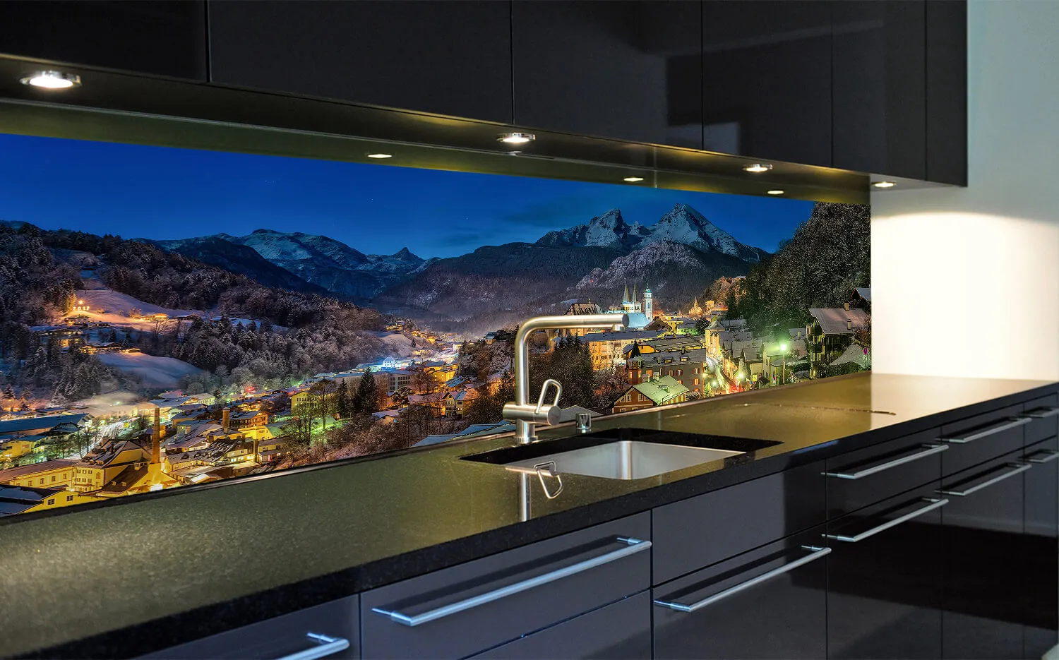 Tulup Glasbild 'Coast Stadt In Der Nacht' – Wandbild 100x50cm, 4mm Sicherheitsglas