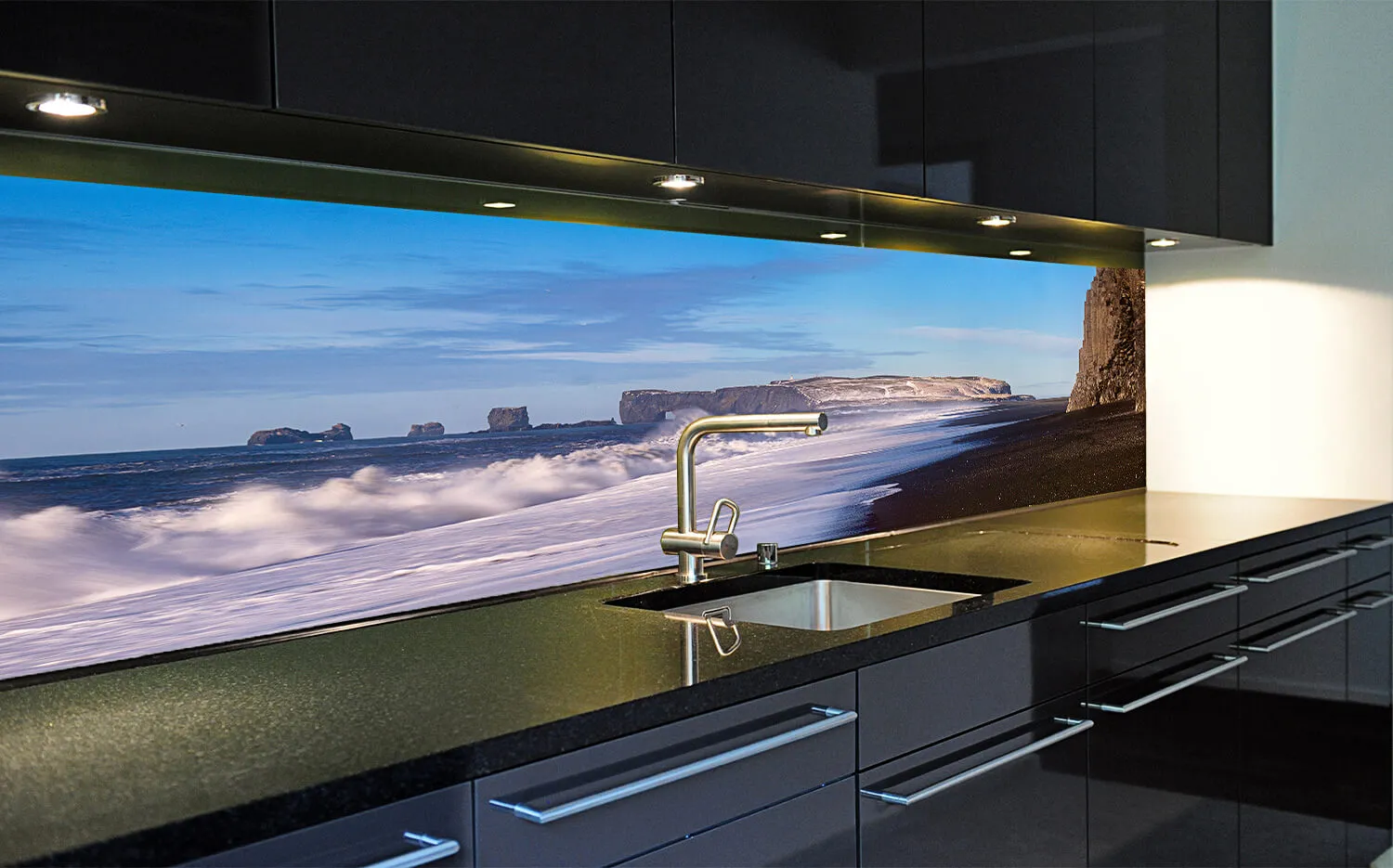 GRAZDesign Spritzschutz Küche Glas Küchenrückwand Spritzschutz Glas Landschaft - Berge