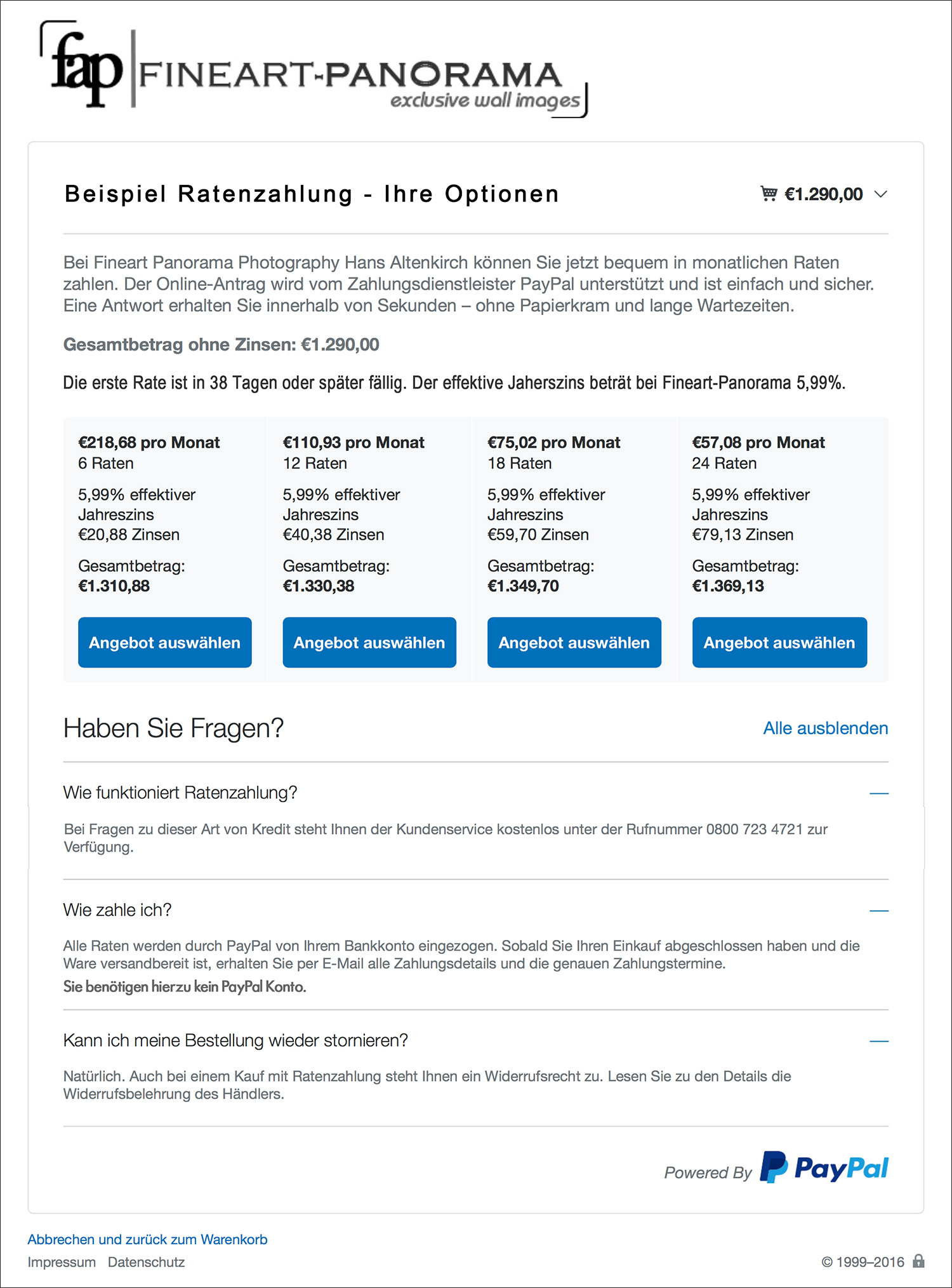 Beispiel zur Ratenzahlung